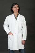 man wearing Poly/cotton lab coat